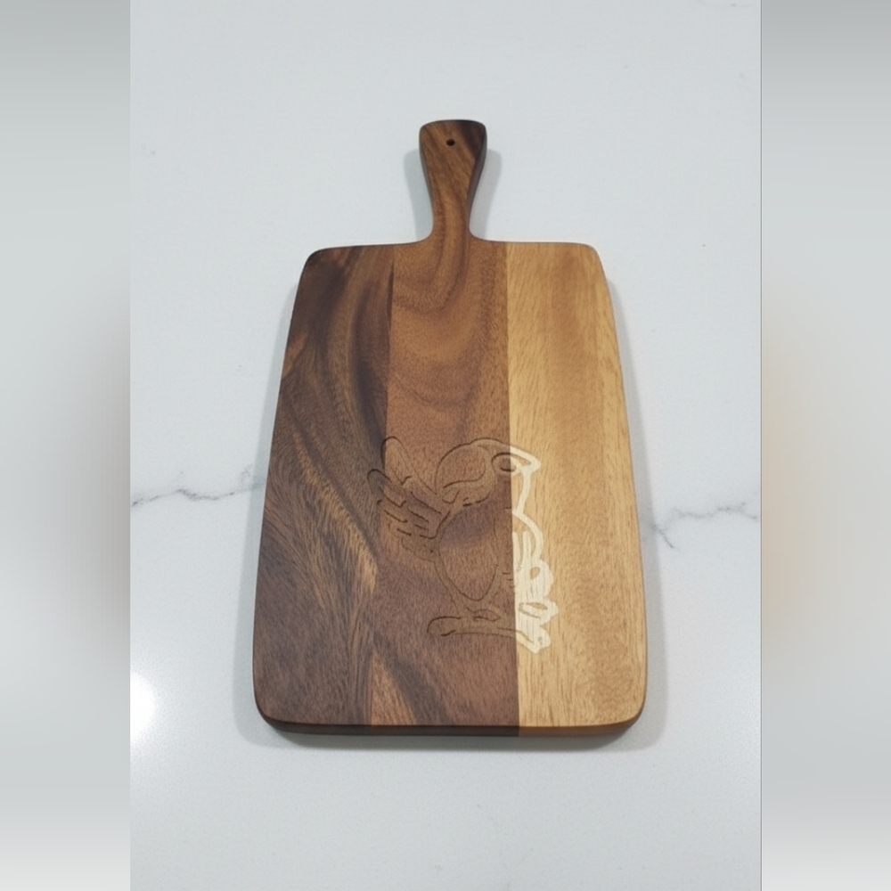 New Wooden Cutting Board with Parrot Etched By a CNC Machine.